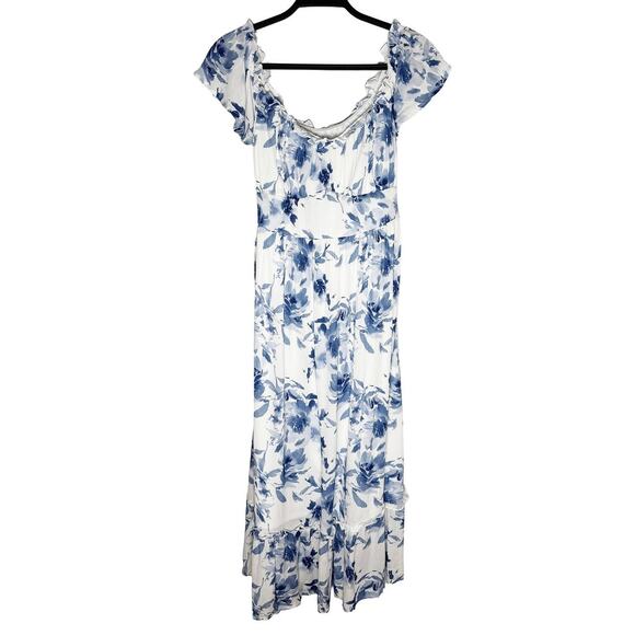 Lulus Women's Delightfully Sweet White Floral Off The Shoulder Midi Dress NWT XL - Picture 5 of 14